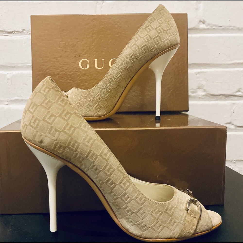 💛HP💛 Gucci Guccissima Horsebit Peep Toe Pumps - Picture 8 of 8